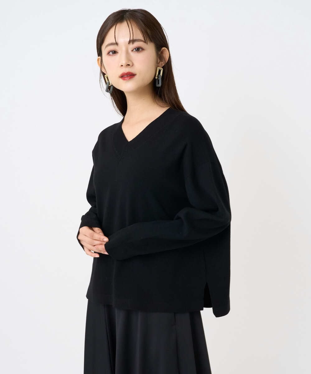 F6FAD23210 MICHEL KLEIN(小さいサイズ)(メゾン ドゥ サンク) [小さいサイズ]Vネックニット ライトブルー