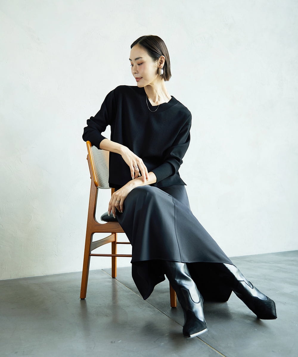 F6FAD23210 MICHEL KLEIN(小さいサイズ)(メゾン ドゥ サンク) [小さいサイズ]Vネックニット ライトブルー