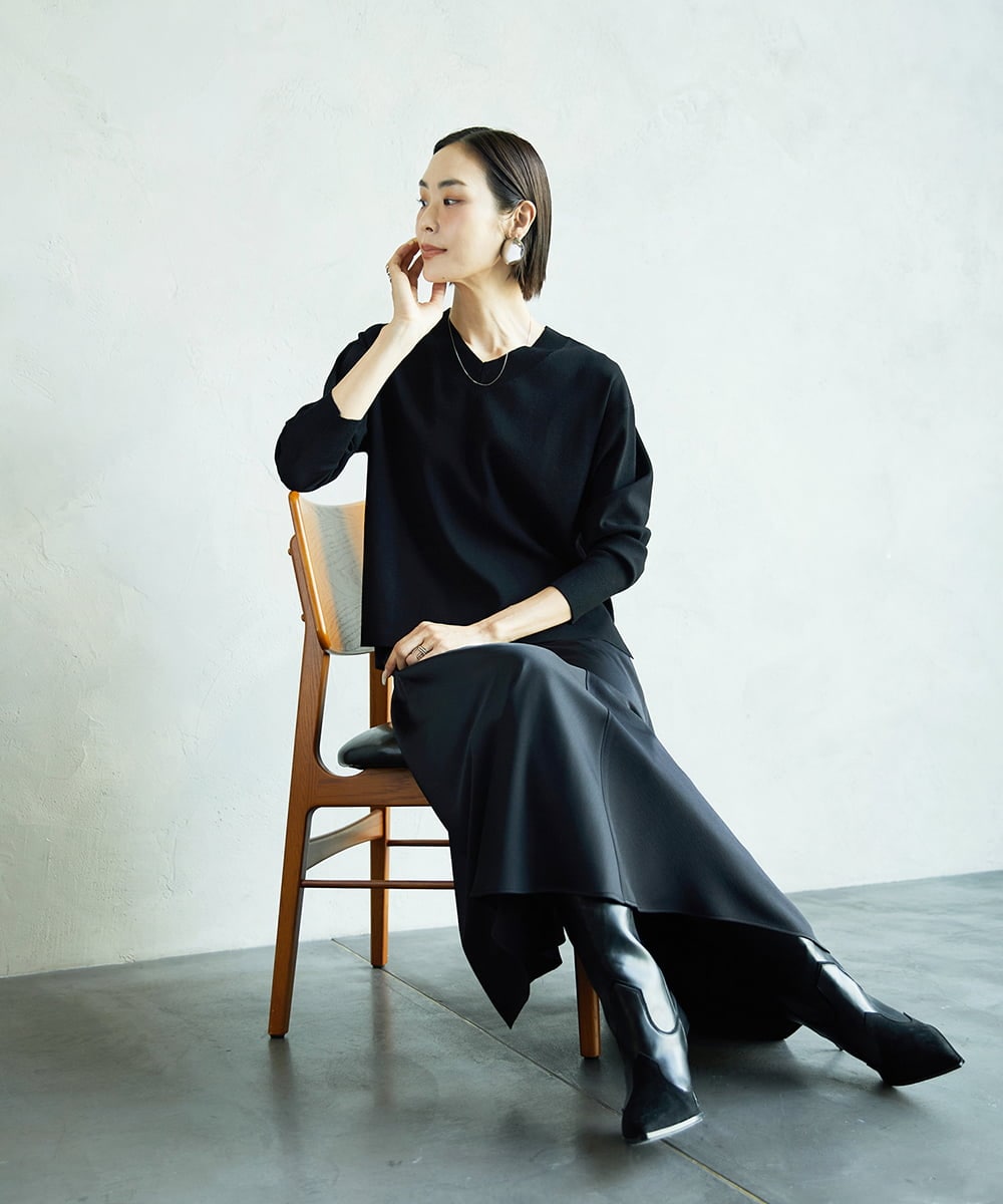 F6FAD23210 MICHEL KLEIN(小さいサイズ)(メゾン ドゥ サンク) [小さいサイズ]Vネックニット ライトブルー