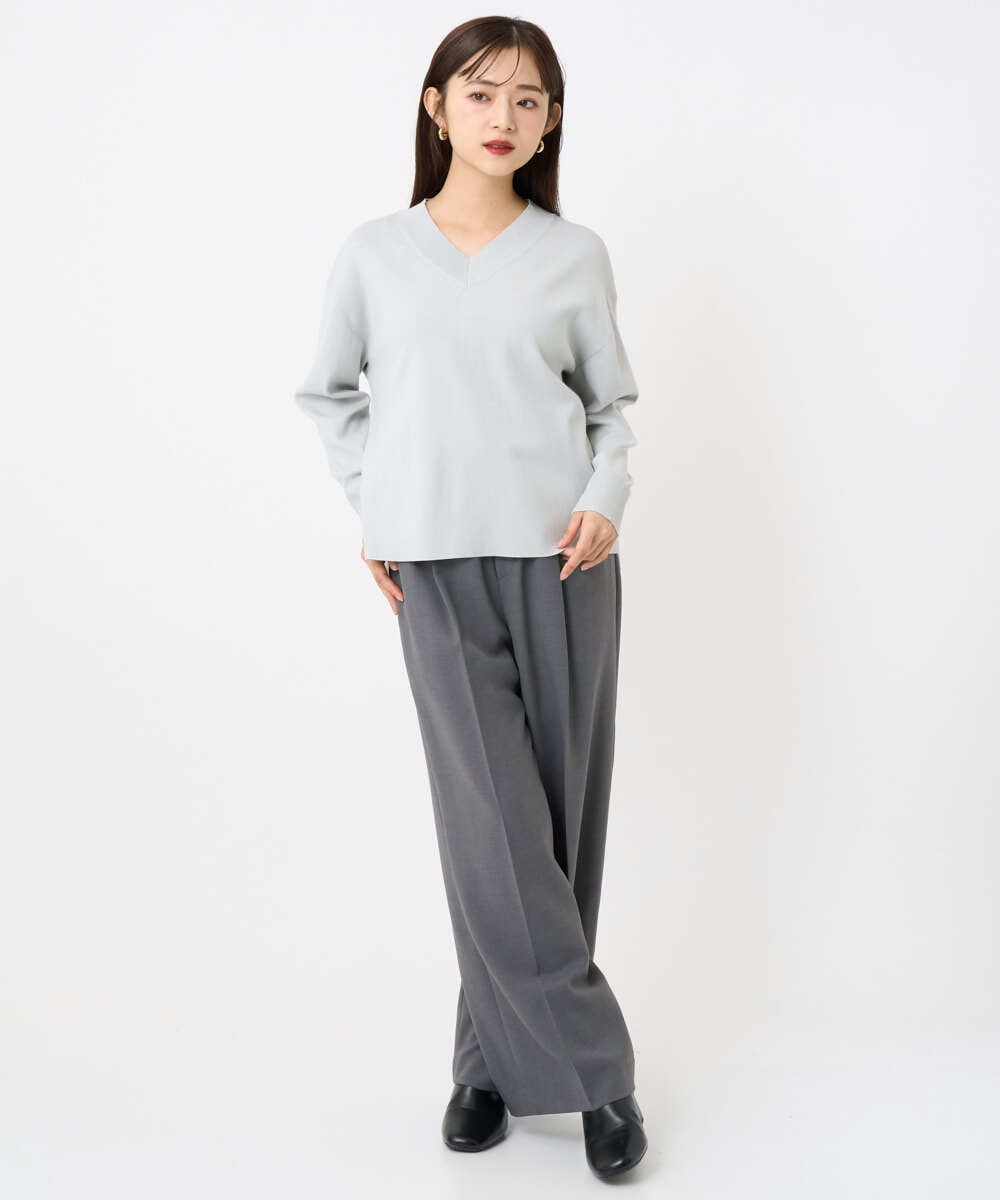 F6FAD23210 MICHEL KLEIN(小さいサイズ)(メゾン ドゥ サンク) [小さいサイズ]Vネックニット ライトブルー