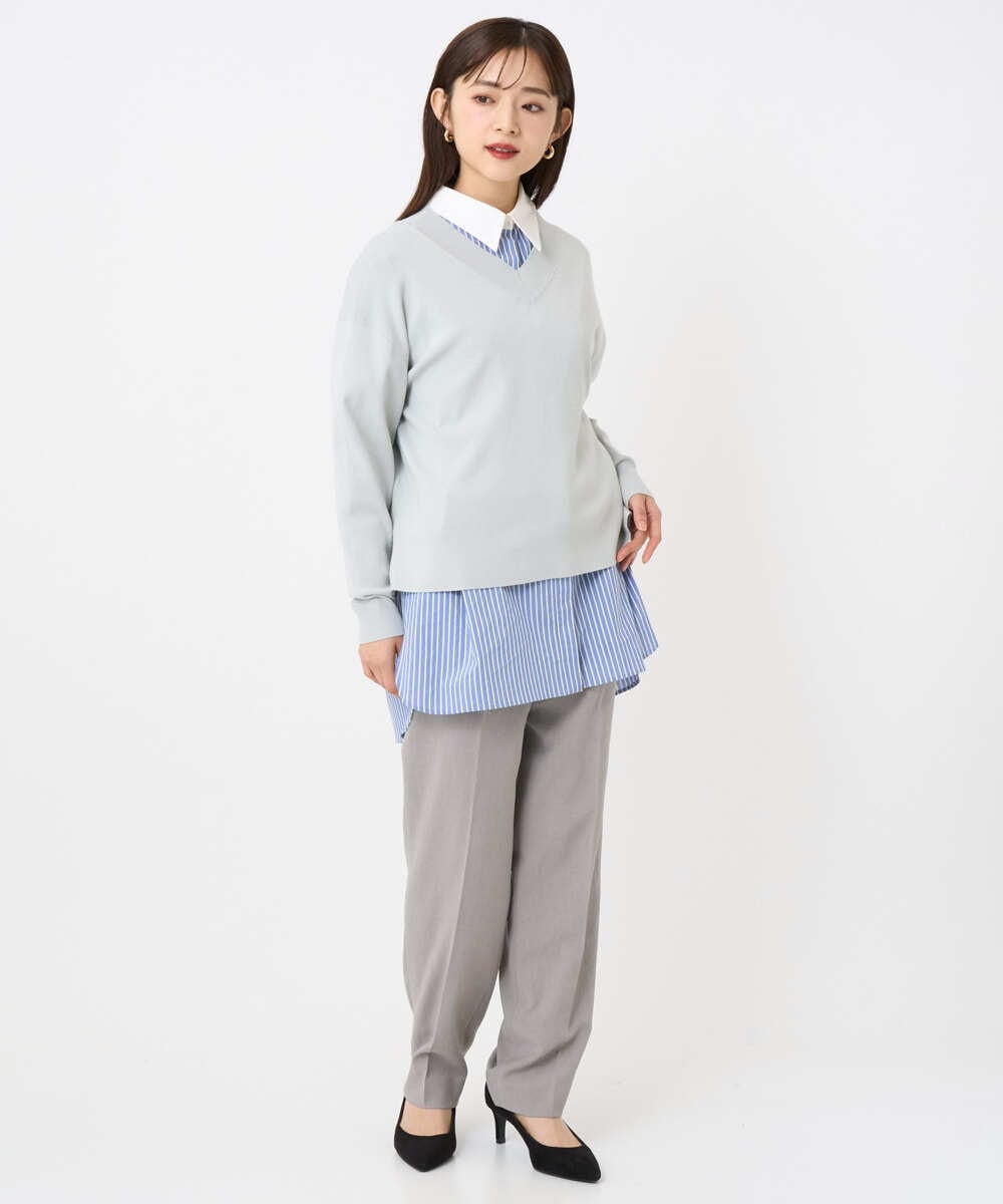 F6FAD23210 MICHEL KLEIN(小さいサイズ)(メゾン ドゥ サンク) [小さいサイズ]Vネックニット ライトブルー