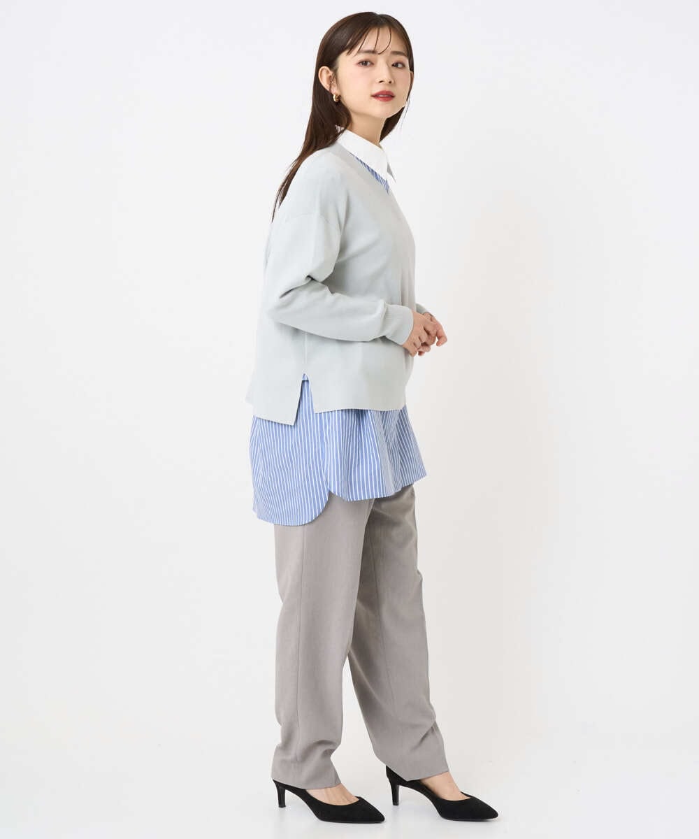 F6FAD23210 MICHEL KLEIN(小さいサイズ)(メゾン ドゥ サンク) [小さいサイズ]Vネックニット ライトブルー