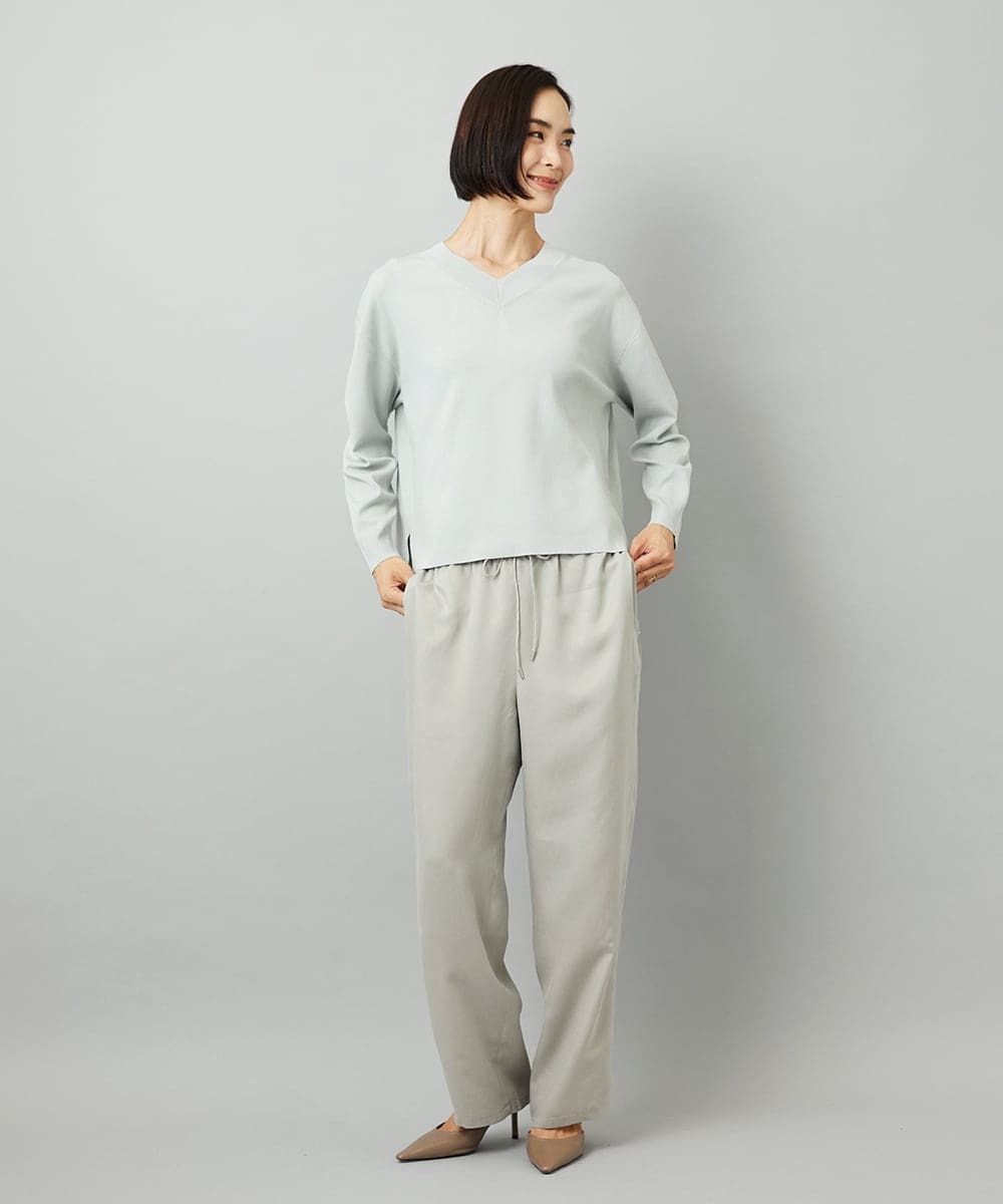 F6FAD23210 MICHEL KLEIN(小さいサイズ)(メゾン ドゥ サンク) [小さいサイズ]Vネックニット ライトブルー