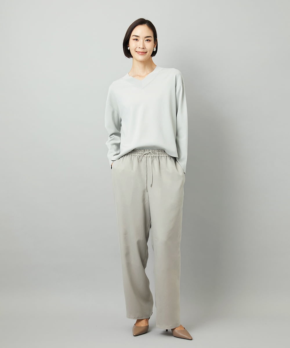 F6FAD23210 MICHEL KLEIN(小さいサイズ)(メゾン ドゥ サンク) [小さいサイズ]Vネックニット ライトブルー