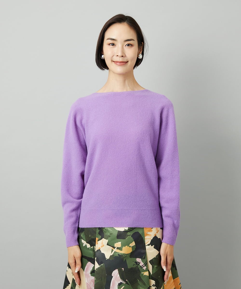 F6FAD40190 MICHEL KLEIN(小さいサイズ)(メゾン ドゥ サンク) [小さいサイズ][定番人気]ホールガーメント(R)ドルマンスリーブニット パープル