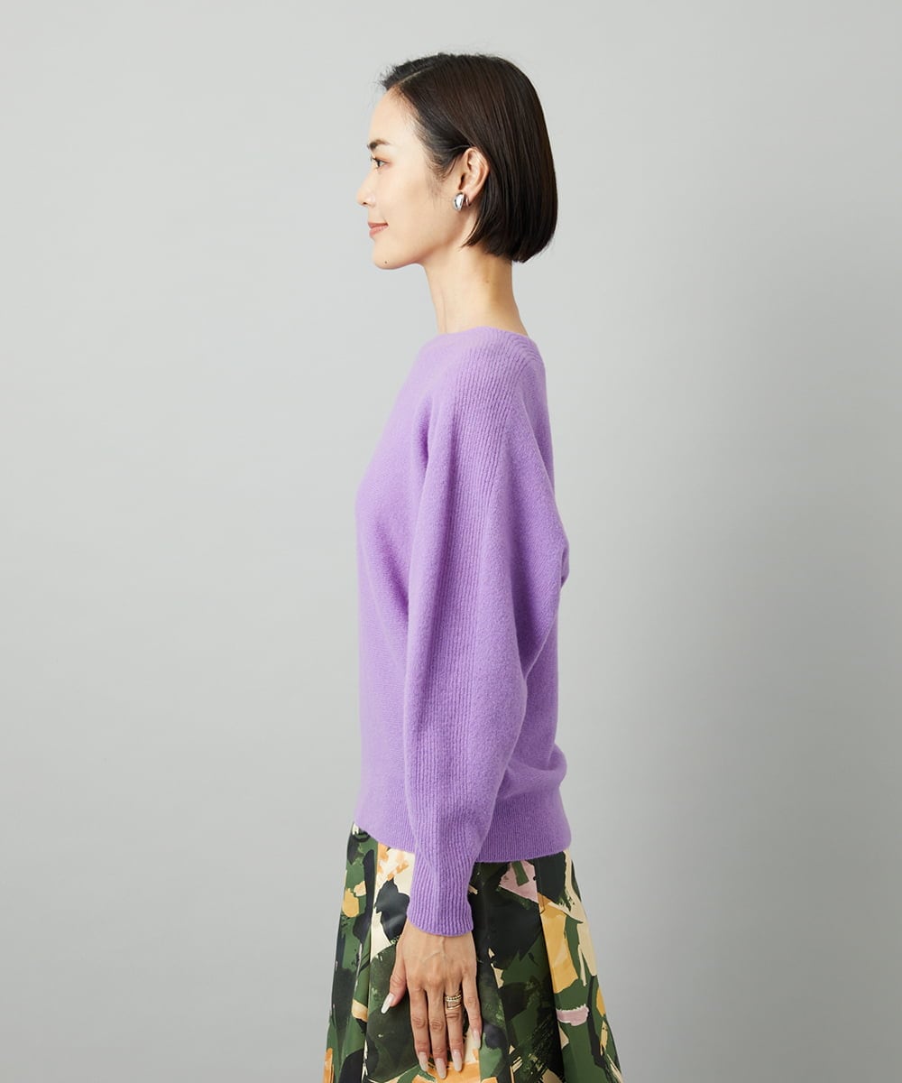 F6FAD40190 MICHEL KLEIN(小さいサイズ)(メゾン ドゥ サンク) [小さいサイズ][定番人気]ホールガーメント(R)ドルマンスリーブニット パープル