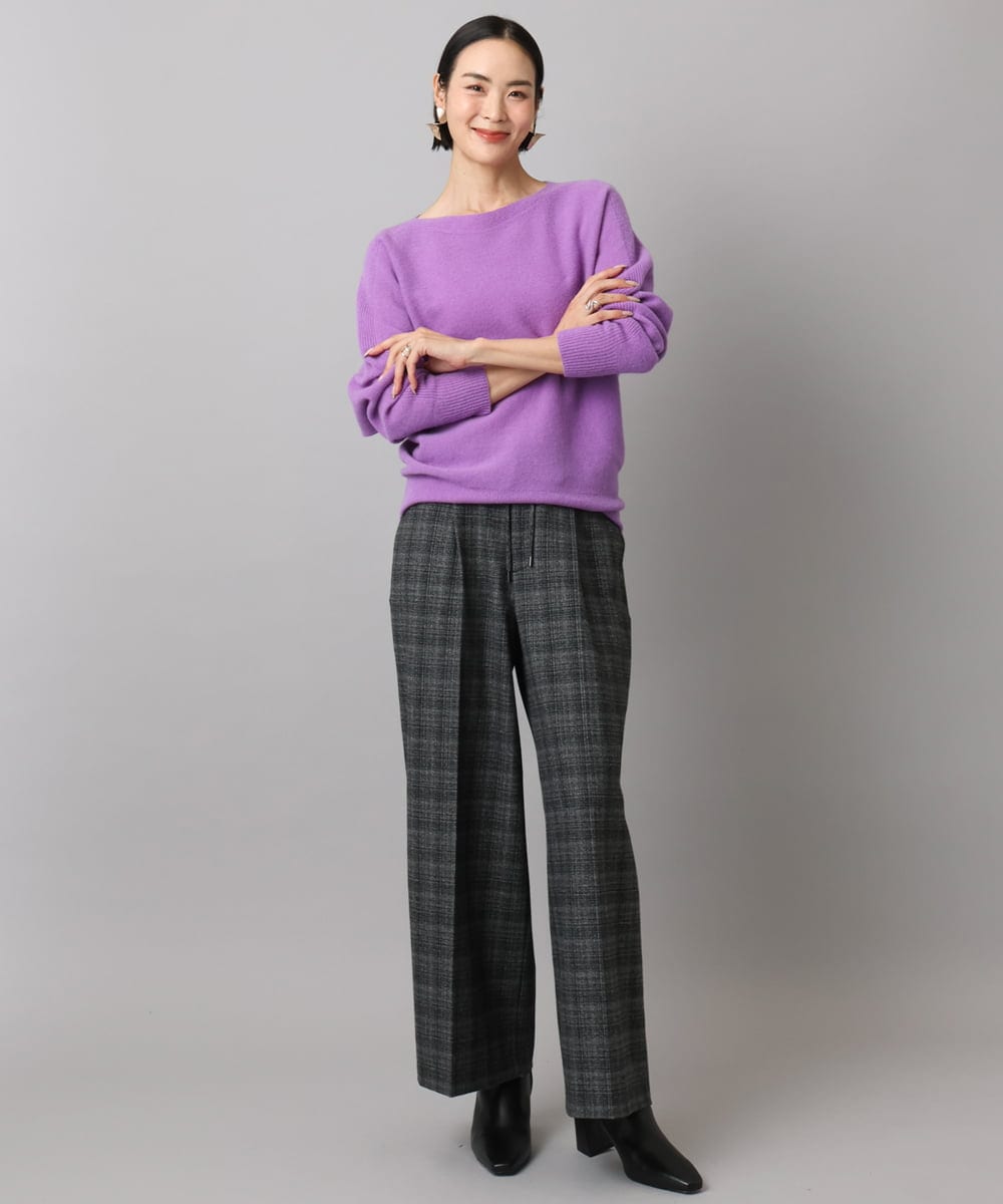 F6FAD40190 MICHEL KLEIN(小さいサイズ)(メゾン ドゥ サンク) [小さいサイズ][定番人気]ホールガーメント(R)ドルマンスリーブニット パープル