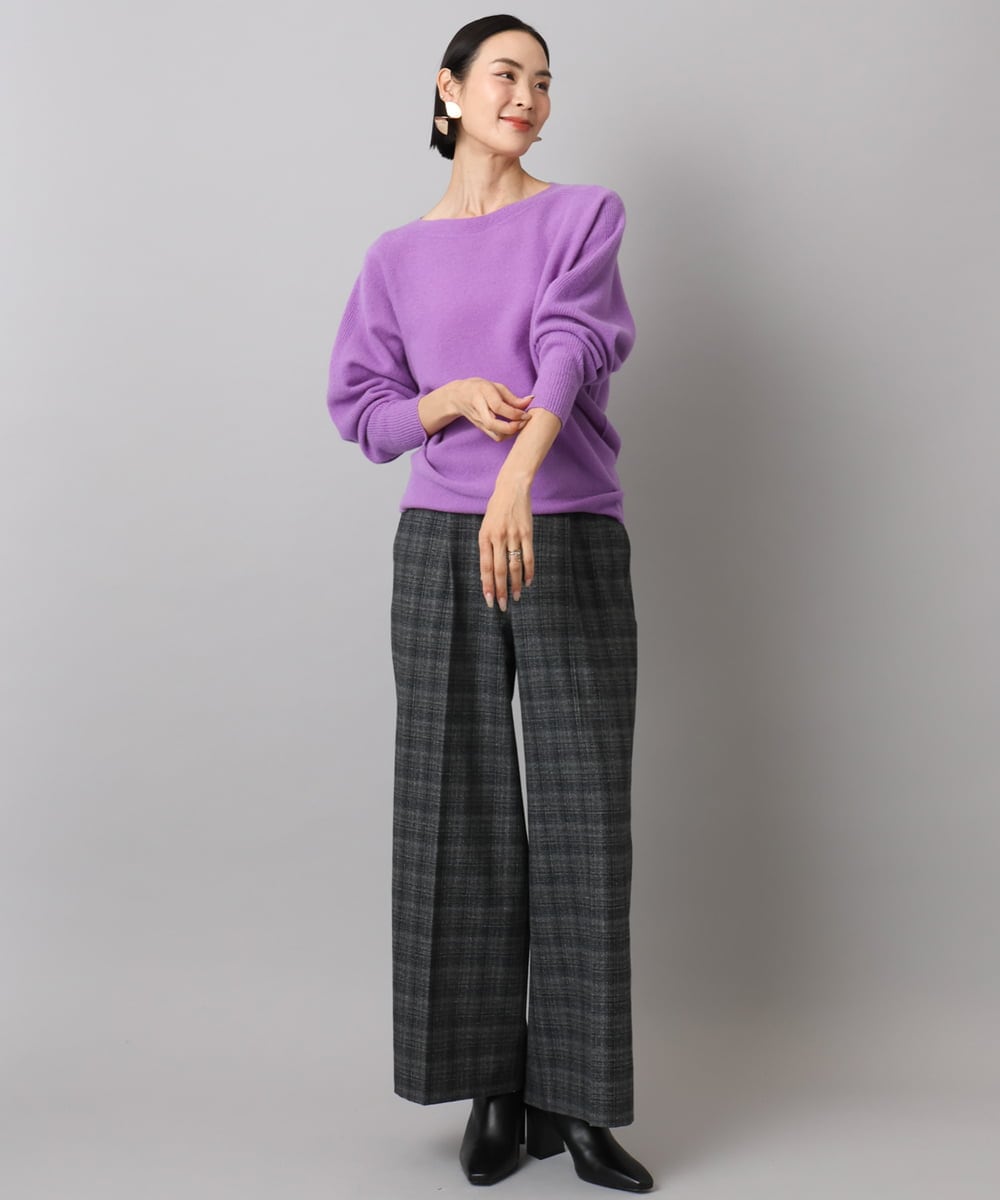 F6FAD40190 MICHEL KLEIN(小さいサイズ)(メゾン ドゥ サンク) [小さいサイズ][定番人気]ホールガーメント(R)ドルマンスリーブニット パープル