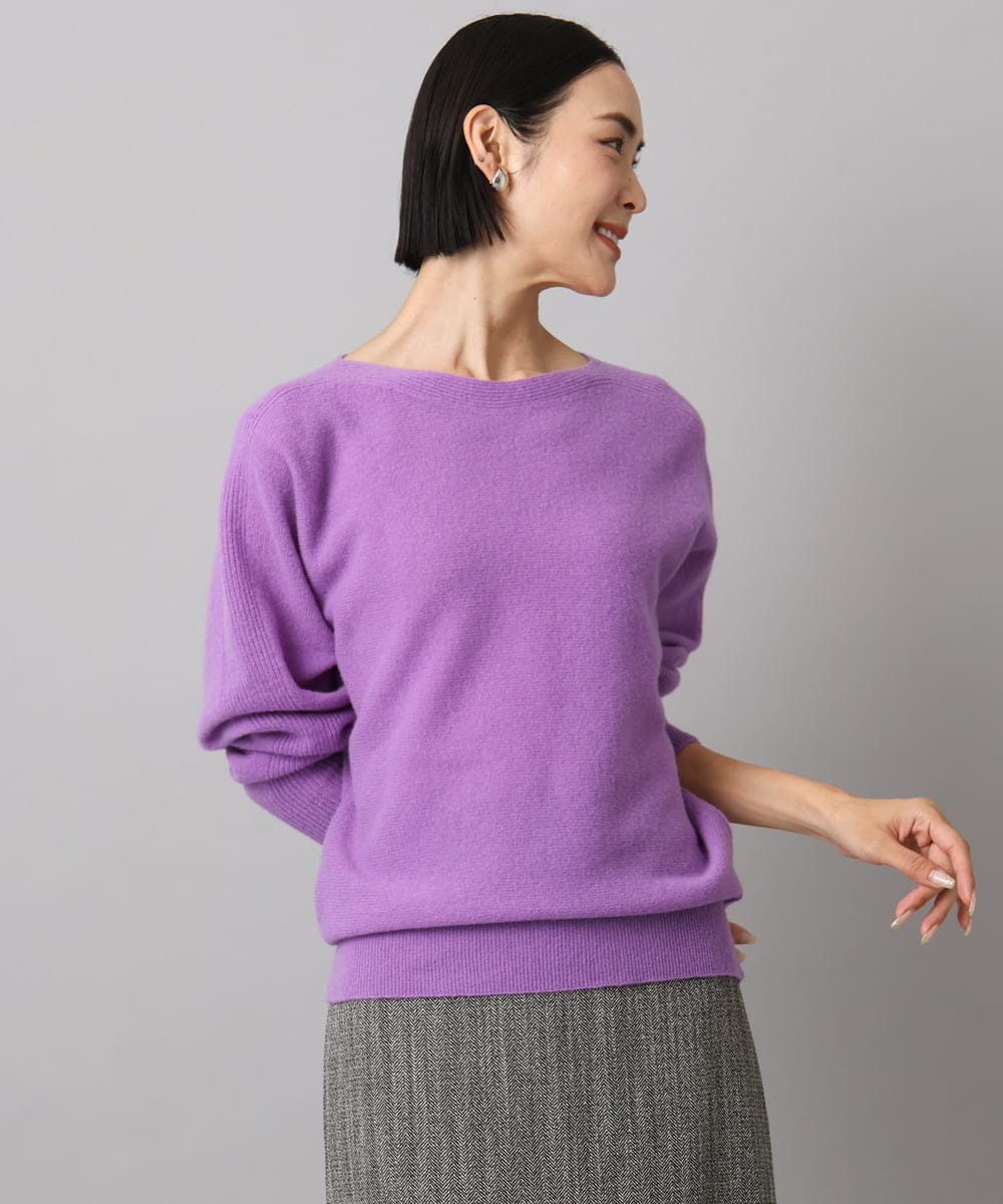 F6FAD40190 MICHEL KLEIN(小さいサイズ)(メゾン ドゥ サンク) [小さいサイズ][定番人気]ホールガーメント(R)ドルマンスリーブニット パープル