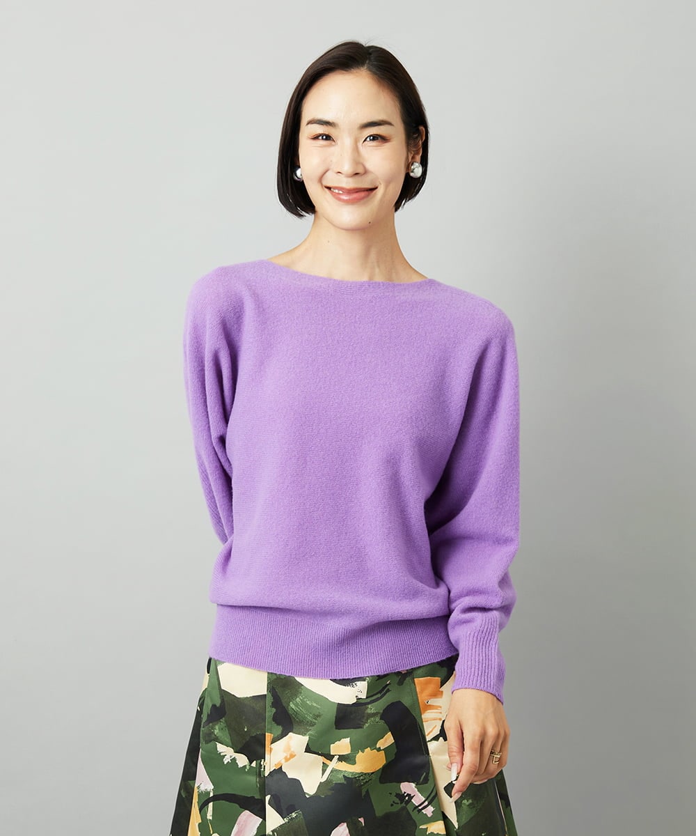 F6FAD40190 MICHEL KLEIN(小さいサイズ)(メゾン ドゥ サンク) [小さいサイズ][定番人気]ホールガーメント(R)ドルマンスリーブニット ライトグレー