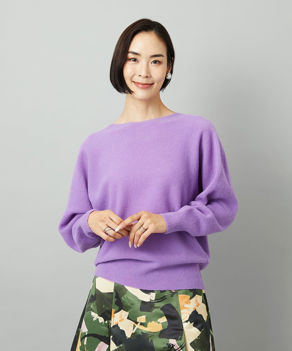 F6FAD40190 MICHEL KLEIN(小さいサイズ)(メゾン ドゥ サンク) [小さいサイズ][定番人気]ホールガーメント(R)ドルマンスリーブニット ライトグレー