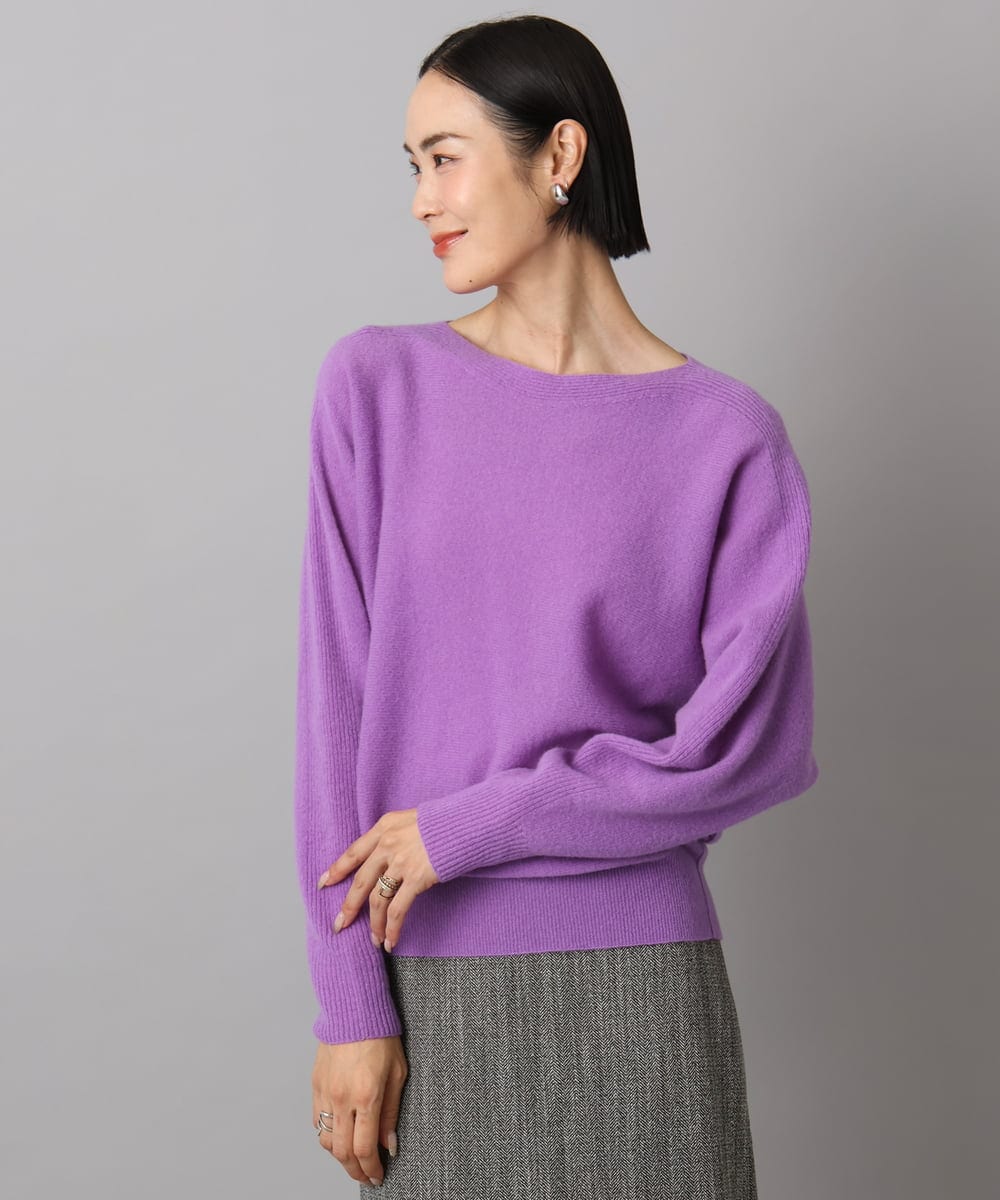 F6FAD40190 MICHEL KLEIN(小さいサイズ)(メゾン ドゥ サンク) [小さいサイズ][定番人気]ホールガーメント(R)ドルマンスリーブニット ライトグレー