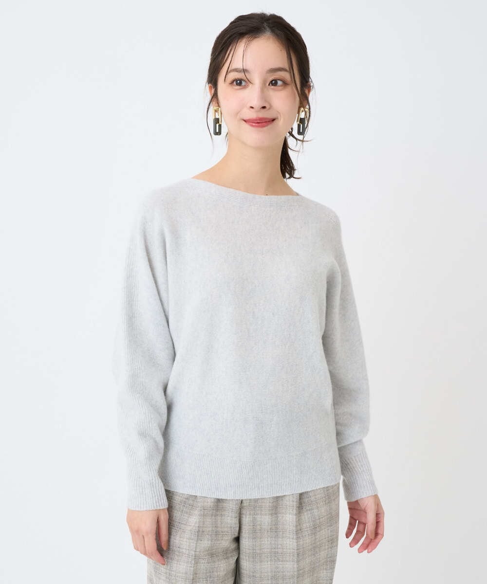 F6FAD40190 MICHEL KLEIN(小さいサイズ)(メゾン ドゥ サンク) [小さいサイズ][定番人気]ホールガーメント(R)ドルマンスリーブニット ライトグレー