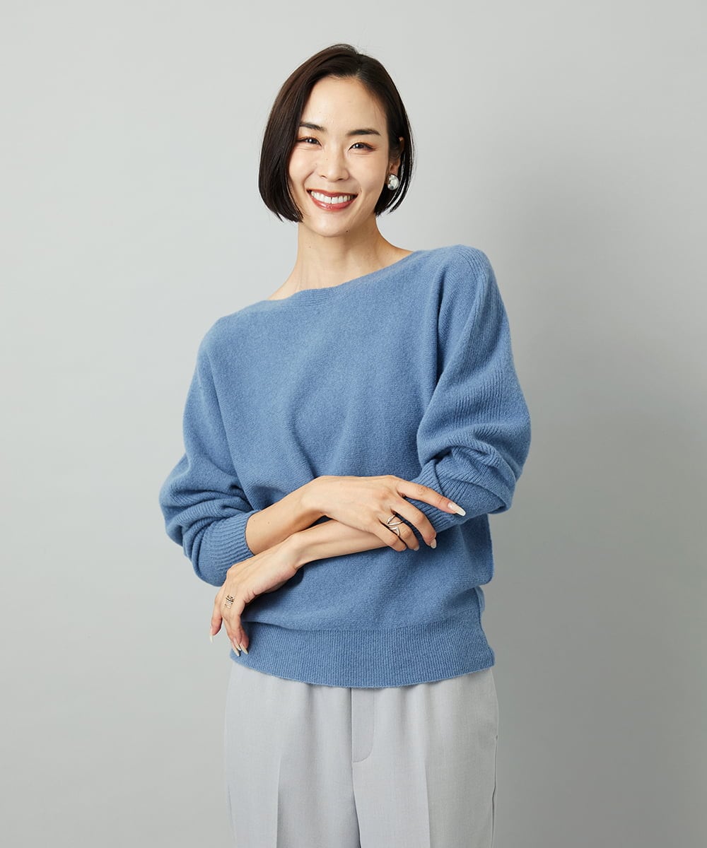 F6FAD40190 MICHEL KLEIN(小さいサイズ)(メゾン ドゥ サンク) [小さいサイズ][定番人気]ホールガーメント(R)ドルマンスリーブニット ライトグレー