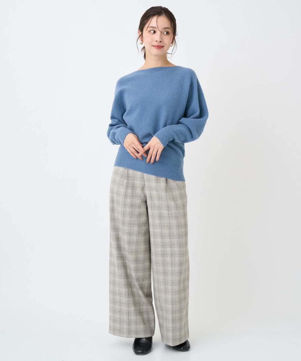 F6FAD40190 MICHEL KLEIN(小さいサイズ)(メゾン ドゥ サンク) [小さいサイズ][定番人気]ホールガーメント(R)ドルマンスリーブニット ライトグレー