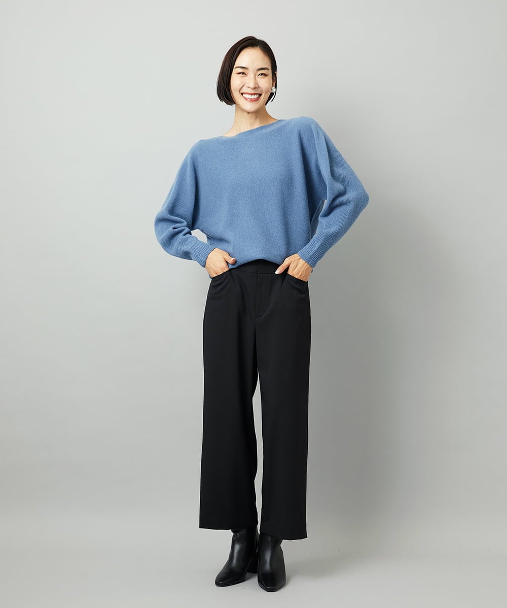 F6FAD40190 MICHEL KLEIN(小さいサイズ)(メゾン ドゥ サンク) [小さいサイズ][定番人気]ホールガーメント(R)ドルマンスリーブニット ライトグレー