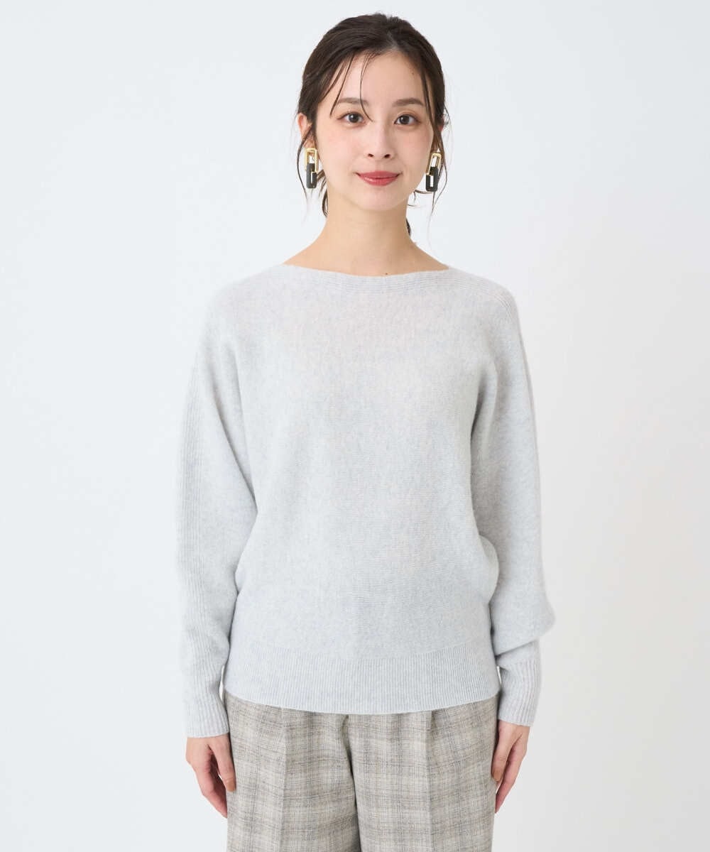 F6FAD40190 MICHEL KLEIN(小さいサイズ)(メゾン ドゥ サンク) [小さいサイズ][定番人気]ホールガーメント(R)ドルマンスリーブニット ライトグレー