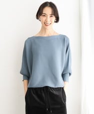 F6FAG17190 MICHEL KLEIN(小さいサイズ)(メゾン ドゥ サンク) 【小さいサイズ】［定番人気］ホールガーメント(R)ドルマンスリーブニット ブルー