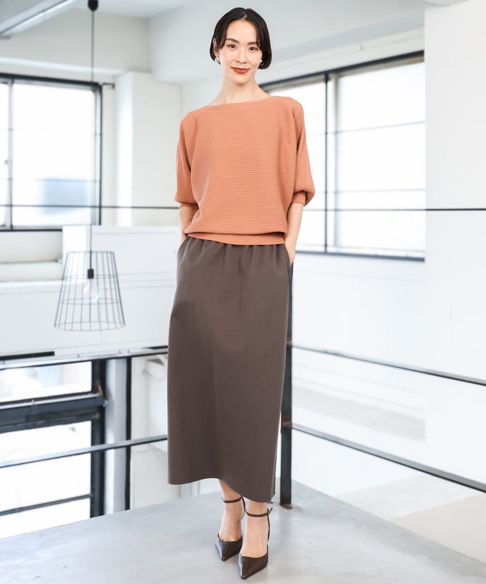 F6FAG17190 MICHEL KLEIN(小さいサイズ)(メゾン ドゥ サンク) 【小さいサイズ】［定番人気］ホールガーメント(R)ドルマンスリーブニット ブルー