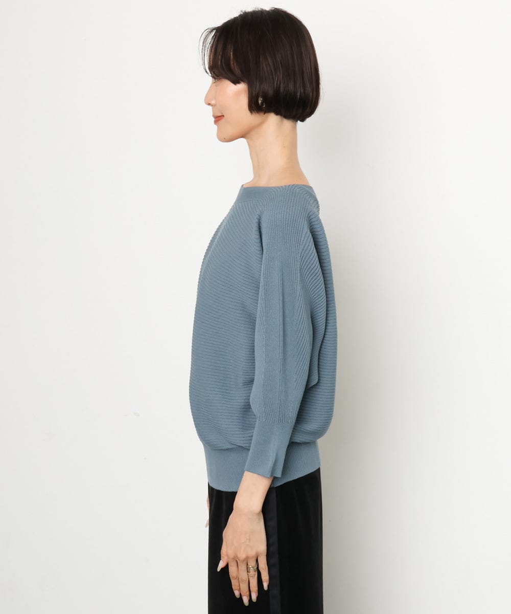 F6FAG17190 MICHEL KLEIN(小さいサイズ)(メゾン ドゥ サンク) 【小さいサイズ】［定番人気］ホールガーメント(R)ドルマンスリーブニット ブルー
