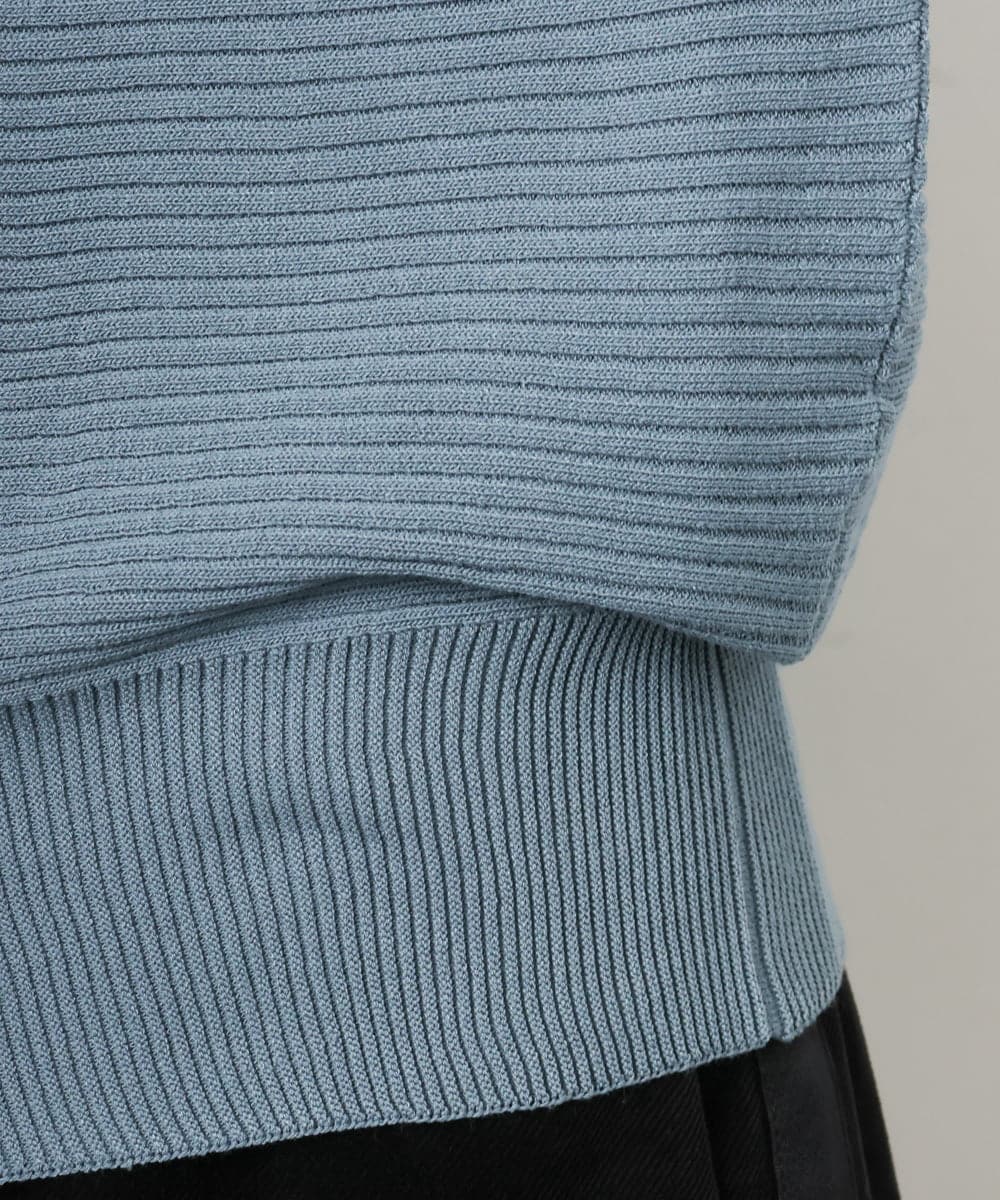 F6FAG17190 MICHEL KLEIN(小さいサイズ)(メゾン ドゥ サンク) 【小さいサイズ】［定番人気］ホールガーメント(R)ドルマンスリーブニット ブルー