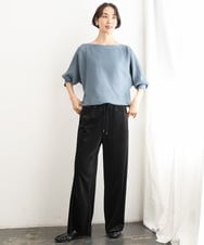 F6FAG17190 MICHEL KLEIN(小さいサイズ)(メゾン ドゥ サンク) 【小さいサイズ】［定番人気］ホールガーメント(R)ドルマンスリーブニット ブルー