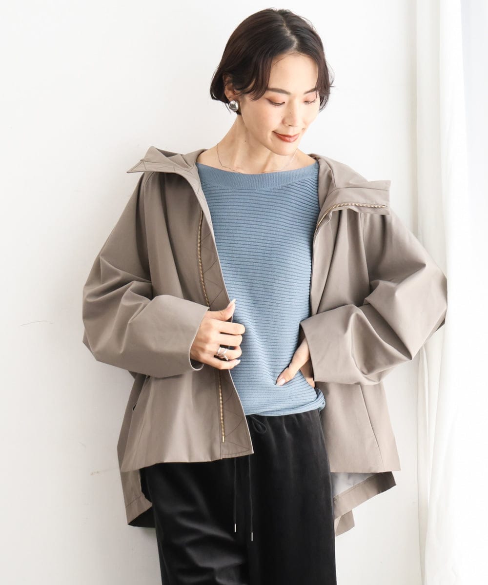 F6FAG17190 MICHEL KLEIN(小さいサイズ)(メゾン ドゥ サンク) 【小さいサイズ】［定番人気］ホールガーメント(R)ドルマンスリーブニット ブルー