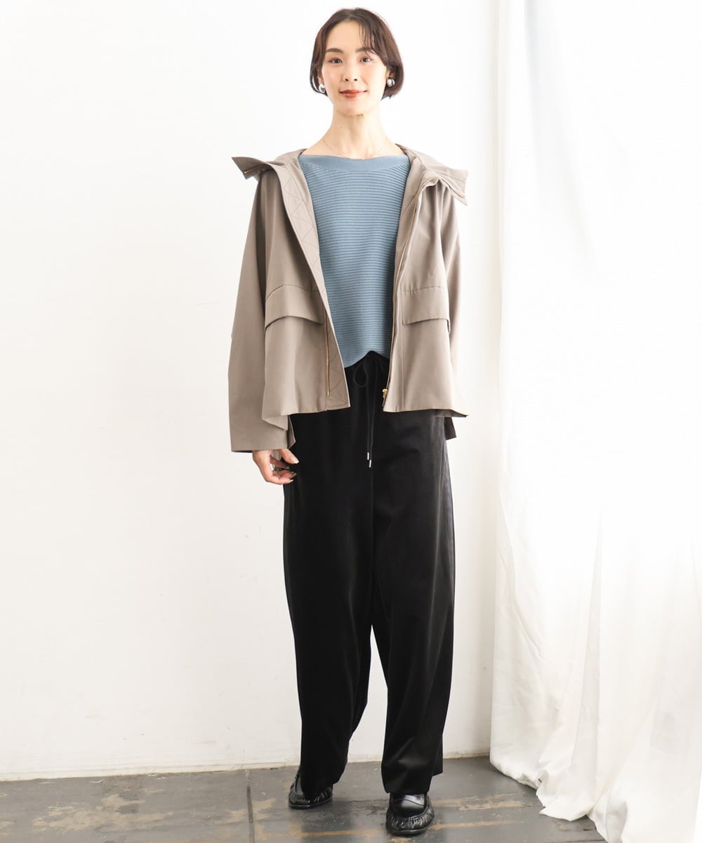 F6FAG17190 MICHEL KLEIN(小さいサイズ)(メゾン ドゥ サンク) 【小さいサイズ】［定番人気］ホールガーメント(R)ドルマンスリーブニット ブルー