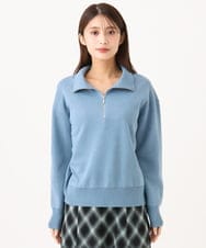 F6FAG32240 MICHEL KLEIN(小さいサイズ)(メゾン ドゥ サンク) 【小さいサイズ】ハーフジップニットプルオーバー ブルー