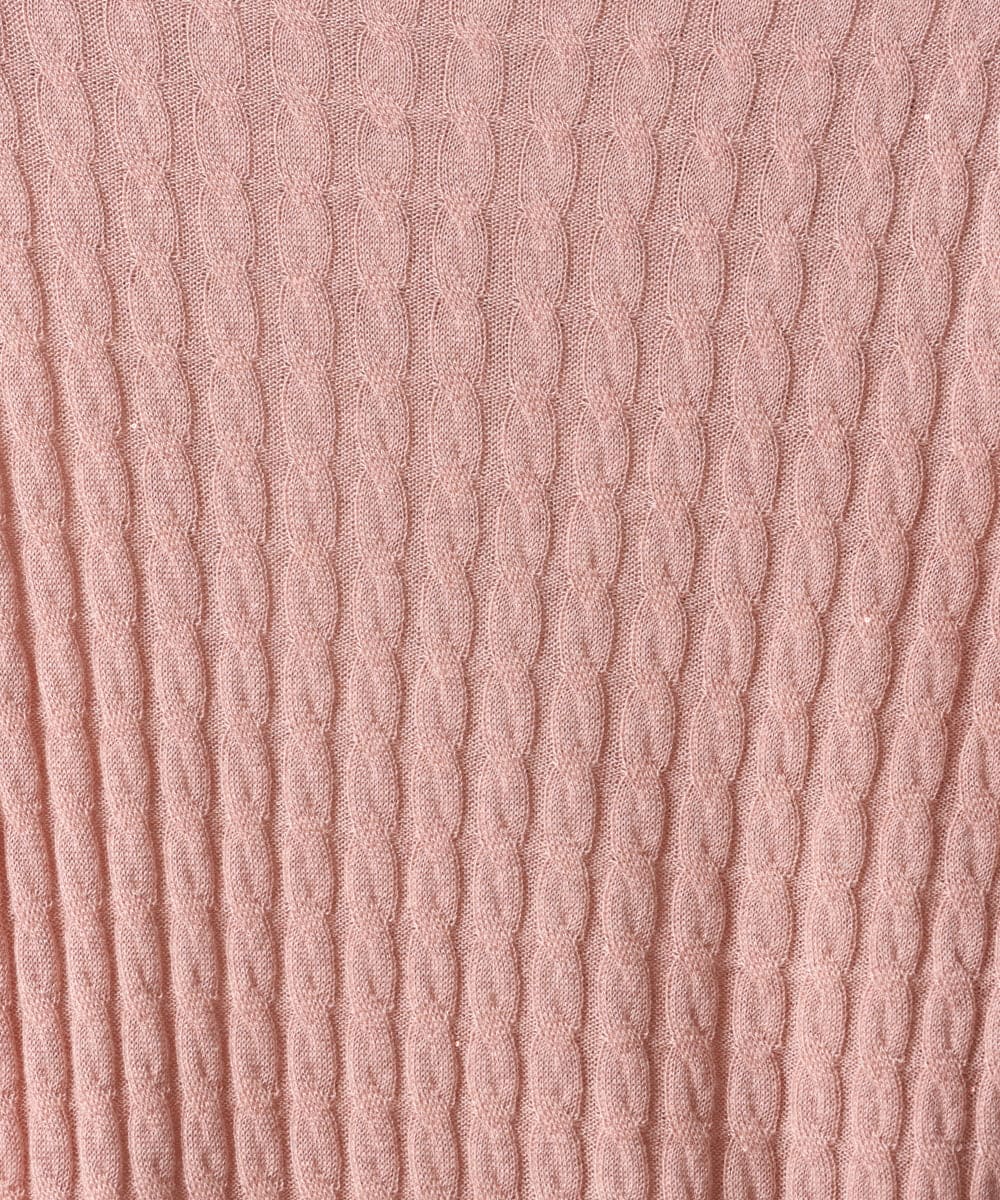 F6FAG41230 MICHEL KLEIN(小さいサイズ)(メゾン ドゥ サンク) 【小さいサイズ】ラメケーブルハイネックプルニット ピンク