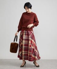 F6FAV15180 MICHEL KLEIN(小さいサイズ)(メゾン ドゥ サンク) [小さいサイズ]ホールガーメント(R)ボトルネックニット（ボーダー・無地/定番） ボルドー(77)