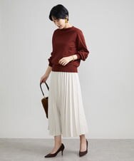 F6FAV15180 MICHEL KLEIN(小さいサイズ)(メゾン ドゥ サンク) [小さいサイズ]ホールガーメント(R)ボトルネックニット（ボーダー・無地/定番） ボルドー(77)