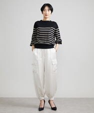 F6FAV15180 MICHEL KLEIN(小さいサイズ)(メゾン ドゥ サンク) [小さいサイズ]ホールガーメント(R)ボトルネックニット（ボーダー・無地/定番） ボルドー(77)