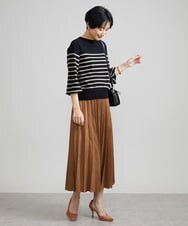 F6FAV15180 MICHEL KLEIN(小さいサイズ)(メゾン ドゥ サンク) [小さいサイズ]ホールガーメント(R)ボトルネックニット（ボーダー・無地/定番） ボルドー(77)