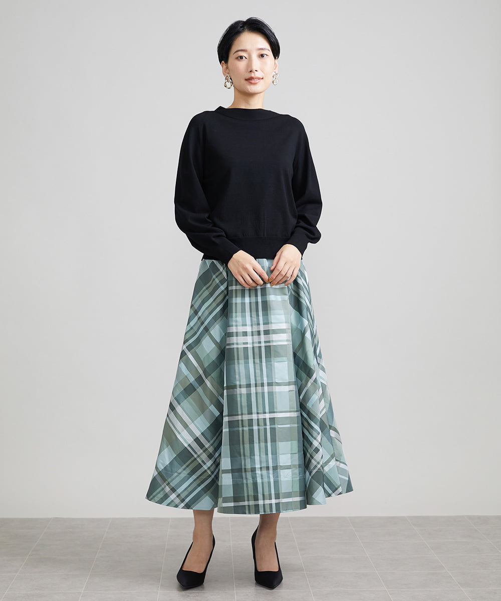 F6FAV15180 MICHEL KLEIN(小さいサイズ)(メゾン ドゥ サンク) [小さいサイズ]ホールガーメント(R)ボトルネックニット（ボーダー・無地/定番） ボルドー(77)