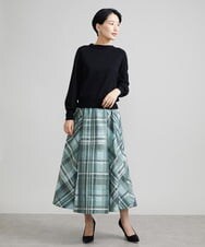 F6FAV15180 MICHEL KLEIN(小さいサイズ)(メゾン ドゥ サンク) [小さいサイズ]ホールガーメント(R)ボトルネックニット（ボーダー・無地/定番） ボルドー(77)