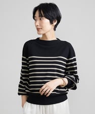 F6FAV15180 MICHEL KLEIN(小さいサイズ)(メゾン ドゥ サンク) [小さいサイズ]ホールガーメント(R)ボトルネックニット（ボーダー・無地/定番） ボルドー(77)