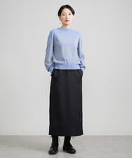 F6FAV15180 MICHEL KLEIN(小さいサイズ)(メゾン ドゥ サンク) [小さいサイズ]ホールガーメント(R)ボトルネックニット（ボーダー・無地/定番） ボルドー(77)