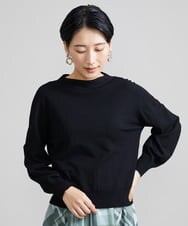 F6FAV15180 MICHEL KLEIN(小さいサイズ)(メゾン ドゥ サンク) [小さいサイズ]ホールガーメント(R)ボトルネックニット（ボーダー・無地/定番） ボルドー(77)