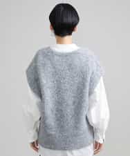 F6FAV30200 MICHEL KLEIN(小さいサイズ)(メゾン ドゥ サンク) [小さいサイズ]ループヤーンVネックニットベスト グレー(92)
