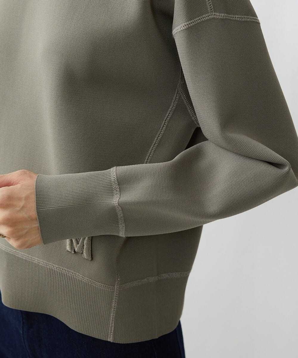 F6FAV37190 MICHEL KLEIN(小さいサイズ)(メゾン ドゥ サンク) [小さいサイズ]スポンディッシュポリワッペン付きニット（セットアップ対応） カーキ(36)