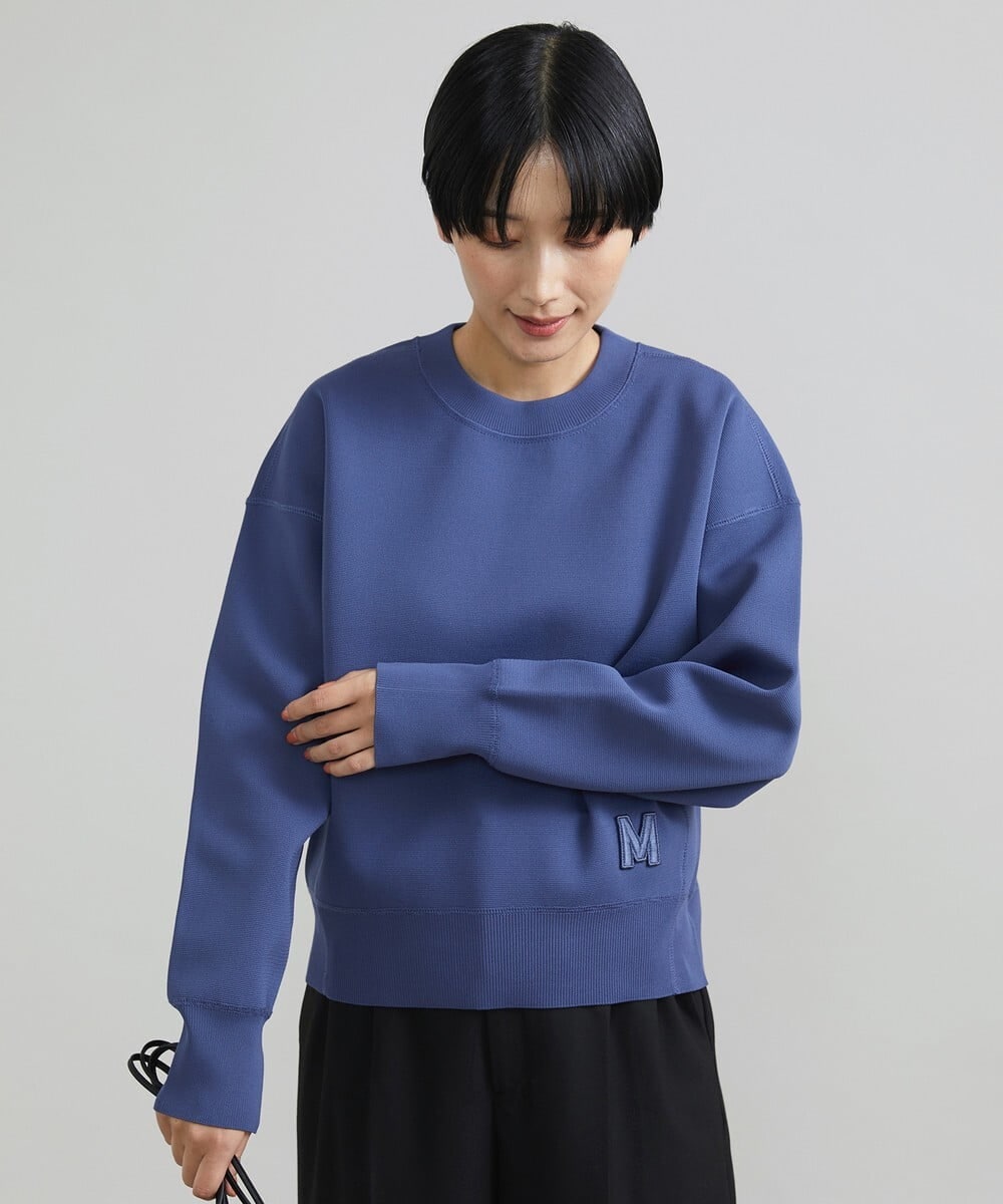F6FAV37190 MICHEL KLEIN(小さいサイズ)(メゾン ドゥ サンク) [小さいサイズ]スポンディッシュポリワッペン付きニット（セットアップ対応） カーキ(36)