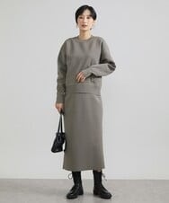 F6FAV37190 MICHEL KLEIN(小さいサイズ)(メゾン ドゥ サンク) [小さいサイズ]スポンディッシュポリワッペン付きニット（セットアップ対応） カーキ(36)