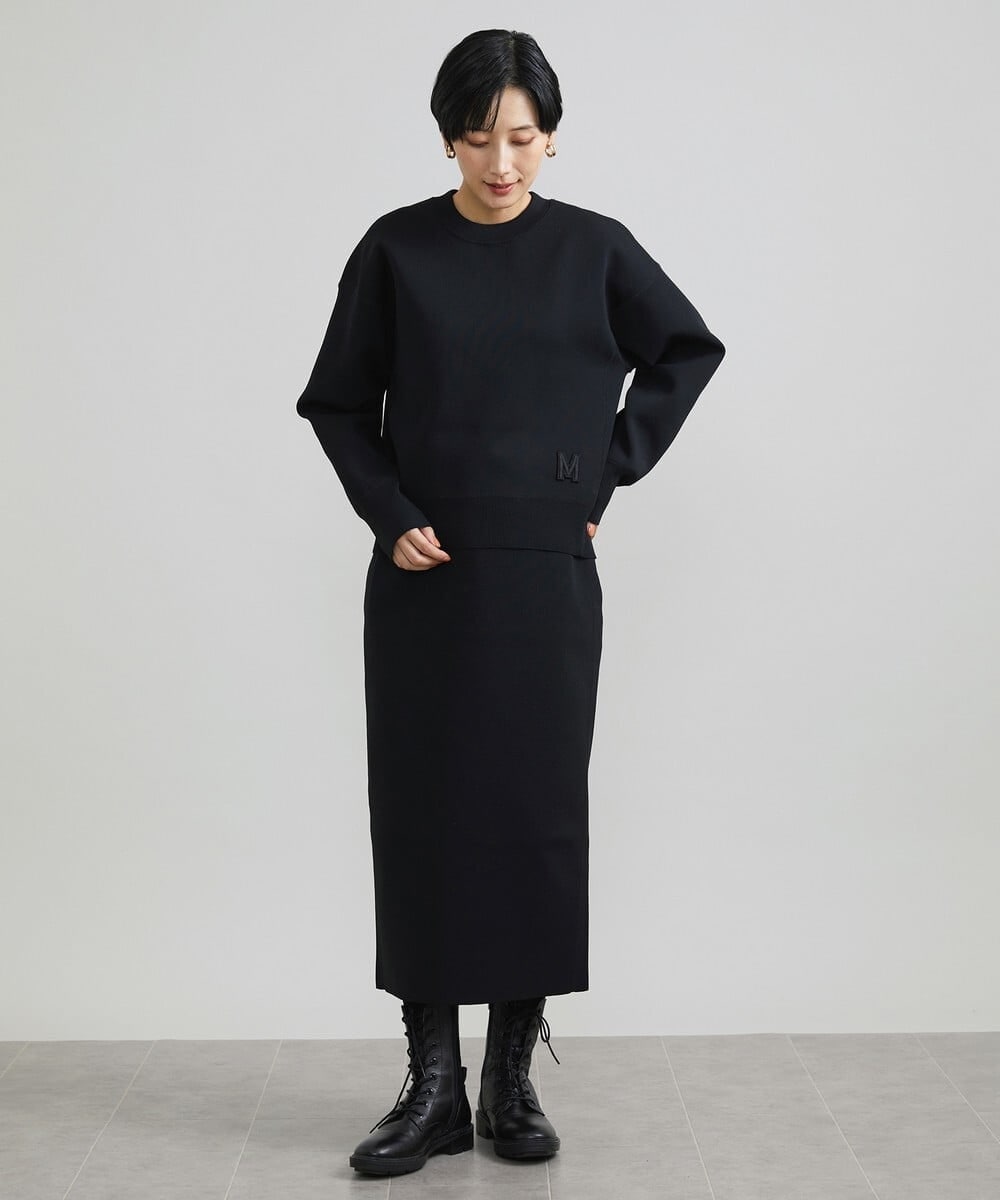 F6FAV37190 MICHEL KLEIN(小さいサイズ)(メゾン ドゥ サンク) [小さいサイズ]スポンディッシュポリワッペン付きニット（セットアップ対応） カーキ(36)