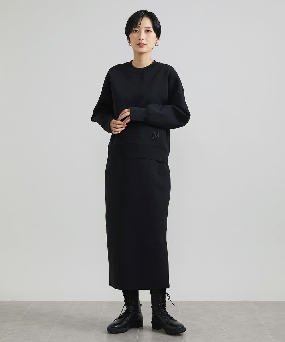 F6FAV37190 MICHEL KLEIN(小さいサイズ)(メゾン ドゥ サンク) [小さいサイズ]スポンディッシュポリワッペン付きニット（セットアップ対応） カーキ(36)