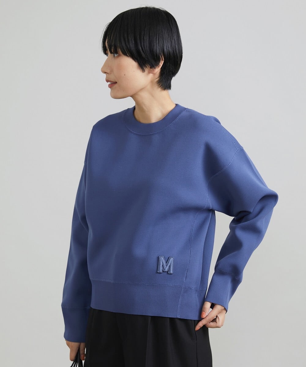 F6FAV37190 MICHEL KLEIN(小さいサイズ)(メゾン ドゥ サンク) [小さいサイズ]スポンディッシュポリワッペン付きニット（セットアップ対応） カーキ(36)