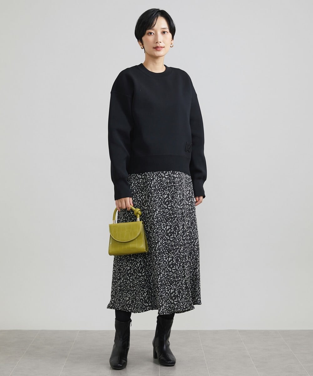 F6FAV37190 MICHEL KLEIN(小さいサイズ)(メゾン ドゥ サンク) [小さいサイズ]スポンディッシュポリワッペン付きニット（セットアップ対応） カーキ(36)