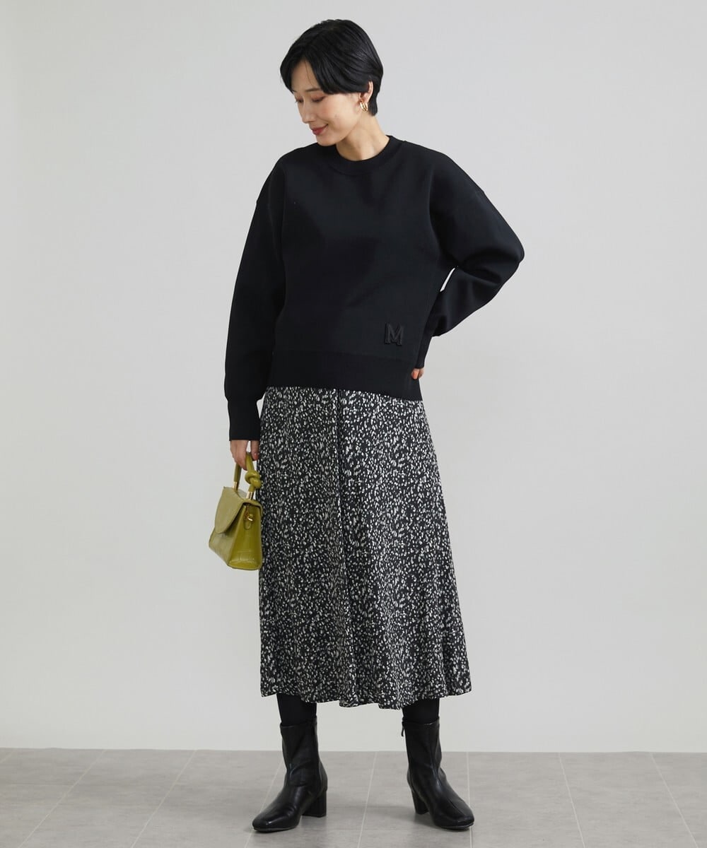 F6FAV37190 MICHEL KLEIN(小さいサイズ)(メゾン ドゥ サンク) [小さいサイズ]スポンディッシュポリワッペン付きニット（セットアップ対応） カーキ(36)