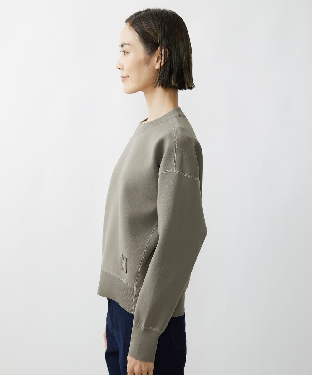 F6FAV37190 MICHEL KLEIN(小さいサイズ)(メゾン ドゥ サンク) [小さいサイズ]スポンディッシュポリワッペン付きニット（セットアップ対応） カーキ(36)