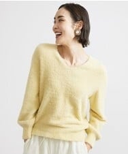 F6FAV42230 MICHEL KLEIN(小さいサイズ)(メゾン ドゥ サンク) [小さいサイズ]Vネックシャギーニット ライトイエロー(20)